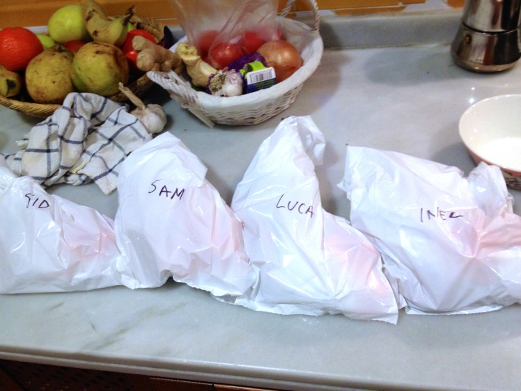 Personally packed snack bags for the kids and their friends